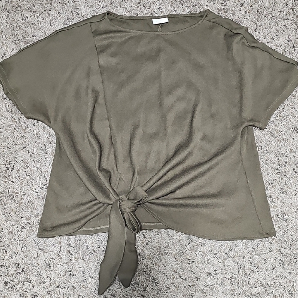 VILA Olive Tie-Front Blouse